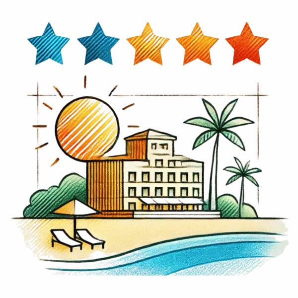 Sketch of a beach resort under five stars